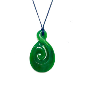 NZ Greenstone Pendant - Twist & Koru 54mm