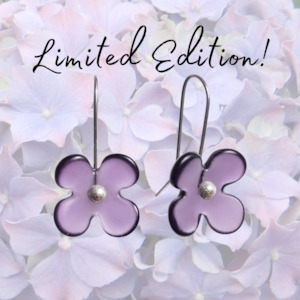 Limited Edition Purple Hydrangea Flower Earrings