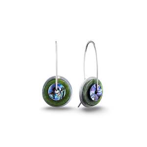 Silver Greenstone Pāua Drop Earrings