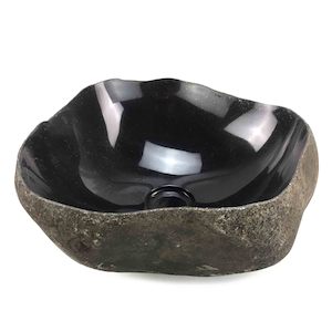 Bathroom sinks: Luxury Natural Thin Lip Stone Basin 35cm x 31.5cm x 13.5/15.5cm (2024)