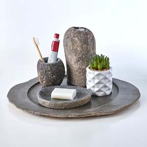 Luxury 4 Piece Raw Stone Bathroom Set & Candle Holder