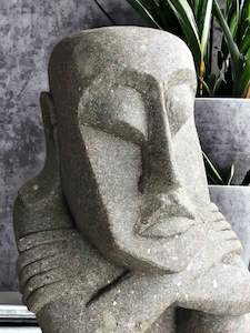 Primitive And Easter Island Natural Stone Sculptures Statues: Hand Carved Stone Primitive Statue 1020mm Height (1922)