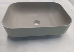 Kea semi-recessed rectangle basin 500mm - Matte Cement Grey