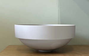 Tui semi-recessed 400mm round basin - Matte pearl grey