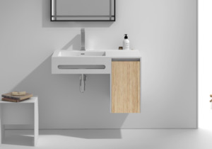 Wall Hung White Oak Vanity & Basin - 900mm - G38553