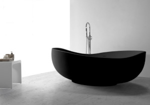 Hugi Resort Matte Black Stone Bath - 1840mm - B098