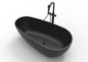 Hugi Egg Shape Stone Bath - Black Series - 1830mm - B001