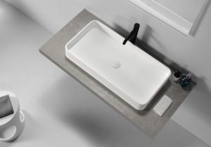 Bathroom and toilet fittings - wholesaling: Long Curved Rectangular Basin -800mm - B1700-3