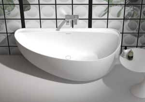 Gia back-to-wall curved egg stone bath - 1700mm - G65161