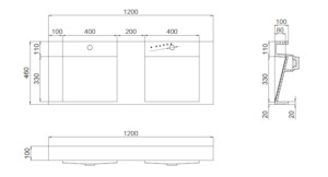 Bathroom and toilet fittings - wholesaling: The Ramp Basin - Ramp C100-b 1200mm Double