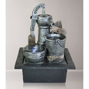 Water Features: Hand Pump w Buckets Fountain