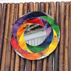 Garden Decor: Rainbow Swirl Mirror