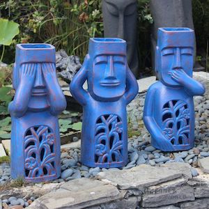 Sculptures & Statues: No Evil Easter Island Planters