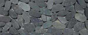 Stonemats: (Sliced Pebble) Black Sumatra