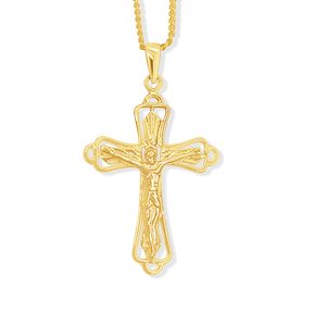 9ct Yellow Gold Crucifix Cross Pendant