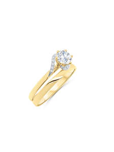 Jewellery: 9ct Gold Ladies 2 Piece Wedding Set Ring 009