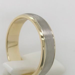 9ct Yellow & White Gold Half Round 6mm Wedding Band