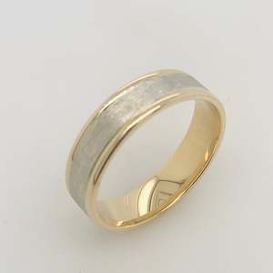 9ct Yellow & White Gold Wedding Ring 6mm Wide