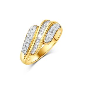 9ct Yellow Diamond Crossover Diamond Ring with 0.50ct TDW