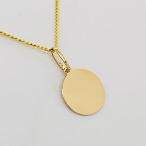 9ct Yellow Gold 12mm Round Engravable Disk Pendant