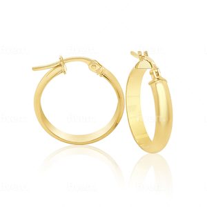 Jewellery: 9ct Yellow Gold 15mm Diameter Half Round Hoop Earrings