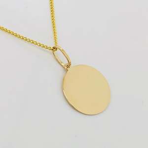 9ct Yellow Gold 15mm Round Engravable Disk Pendant