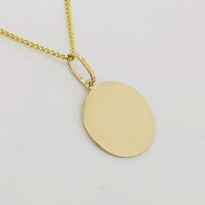 9ct Yellow Gold 18mm Round Engravable Disk Pendant