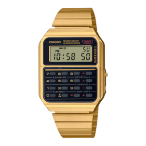 Casio Dig Calculator Duel Time Gold Case & Band Watch - CA500WEG-1A