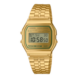 Casio Digital Geen Accent WR Gold Case & Band Watch - A158WEGV-9A