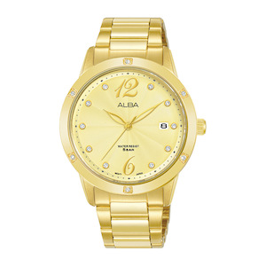 Alba Ladies Quartz 50M WR Dress Watch Champagne Dial Gold Case & Stainless S…