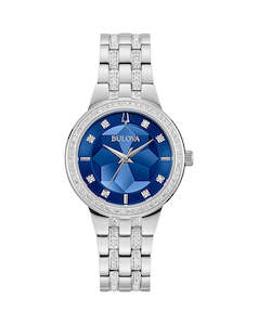 Bulova Ladies Stainless Steel Quartz Blue Dial Watch - 96L276