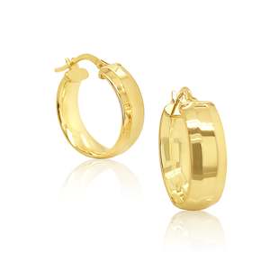 Jewellery: 9ct Yellow Gold Silver Filled Thick Hoop Earrings