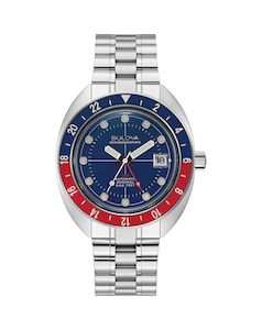 Jewellery: Bulova Mens's Blue Dial Automatic Oceanographer GMT 200m Divers Watch - 96B405