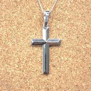 Sterling Silver Cross Pendant 42mmx20mm with Chain