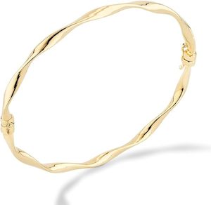 9ct Yellow Gold 3mm Wide Elongated Twist Hinged Bangle