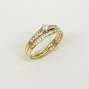 9ct Yellow Gold Ladies 2 Piece Cubic Ziconia Bridal / Wedding Set