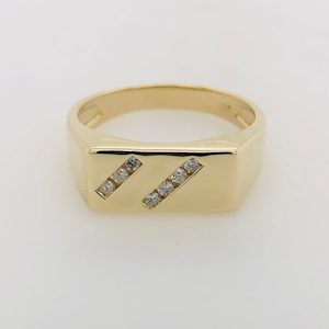 9ct yellow Gold Diamond Channel Set Signet Ring