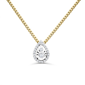 10ct Yellow Gold Teardrop Diamond Pendant