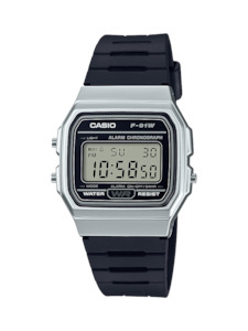 Casio Basic Mens Digital Retro Silver with Black Strap - F91WM-7A