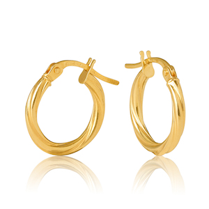 9ct Yellow Gold 10mm Twist Hoop Earrings