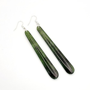 New Zealand Greenstone Drop Earrings with Sterling Silver Hooks SKU-DROP EARRINGS 02 DLZ