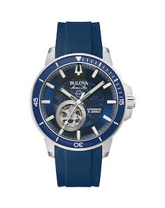 Jewellery: Bulova Gents Automatic 200M WR Blue Dial, Stainless Case & Strap Watch - 98A302