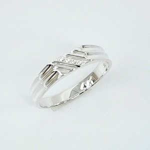 Sterling Silver Gents Wedding / Dress Ring with Cubic Zirconia Setting