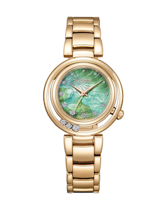 Citizen Eco-Drive Ladies Green Tinged Mother Of Pearl Face Dial Rose Gold Case &…