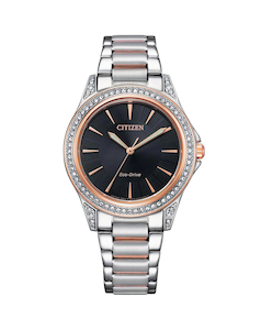 Citizen Eco-Drive Ladies Two-Tone Rose Gold & Stainless Steel Watch - EM0946-58E