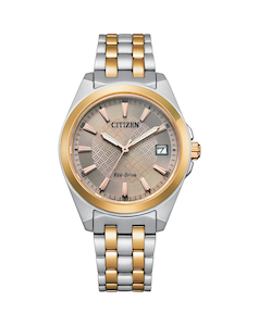 Citizen Ladies Eco-Drive Bi-Tone Silver & Rose Gold with Ivory Tone Dial Wat…