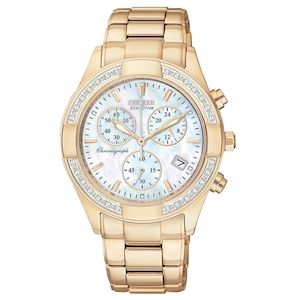 CITIZEN Regent Eco-Drive Chronograph Diamond Mother of Pearl Dial Rose Gold-Tone…