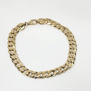 9ct Yellow Gold 7mm Wide Curb Link Bracelet 19cm