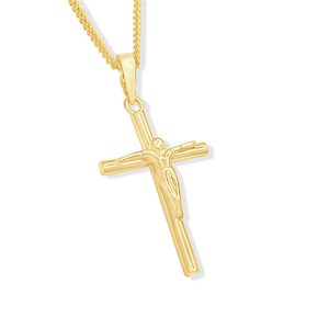 9ct Yellow Gold 17mm Crucifix Cross Pendant