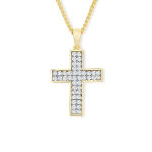 9ct Yellow Gold Cubic Zirconia Set Cross Pendant